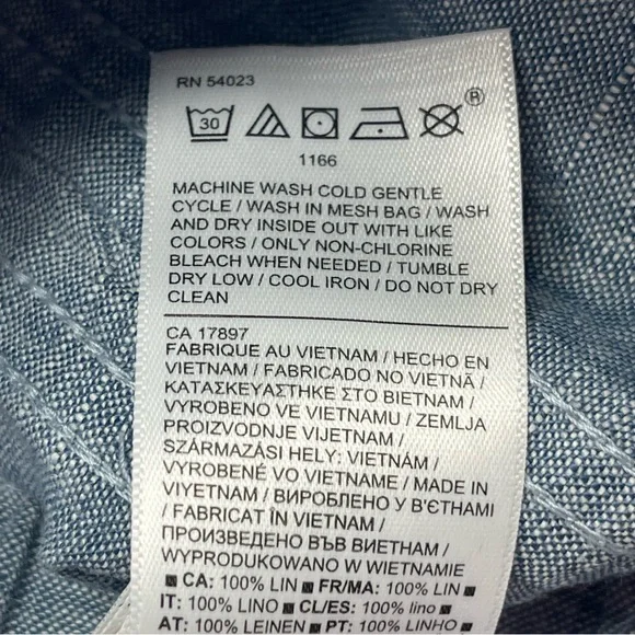 ATHLETA Women's Wide Leg 100% Linen Blue Pants Elastic Waist Zip Pockets Size 8 - Picture 6 of 11